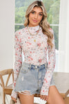 Floral Mesh High Neck Sheath Blouse-The chic mesh floral blouse is a delicate fusion of floral beauty and sophisticated style. The high neck design is perfect for a polished and professional look.-Reef Love