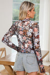 Floral Mesh High Neck Sheath Blouse-The chic mesh floral blouse is a delicate fusion of floral beauty and sophisticated style. The high neck design is perfect for a polished and professional look.-Reef Love