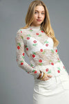 Floral Mock Neck Mesh Sheer Top-Mesh Shirt-Umgee-White-S-Reef Love