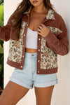 Floral Patchwork Ribbed Corduroy Shirt Jacket