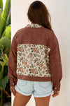 Floral Patchwork Ribbed Corduroy Shirt Jacket