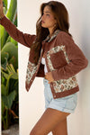 Floral Patchwork Ribbed Corduroy Shirt Jacket