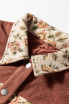Floral Patchwork Ribbed Corduroy Shirt Jacket