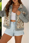 Floral Patchwork Ribbed Corduroy Shirt Jacket