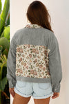 Floral Patchwork Ribbed Corduroy Shirt Jacket