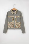 Floral Patchwork Ribbed Corduroy Shirt Jacket