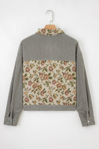 Floral Patchwork Ribbed Corduroy Shirt Jacket