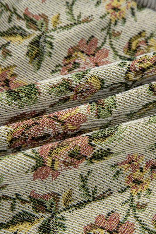 Floral Patchwork Ribbed Corduroy Shirt Jacket