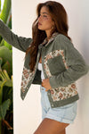 Floral Patchwork Ribbed Corduroy Shirt Jacket