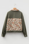 Floral Patchwork Ribbed Corduroy Shirt Jacket