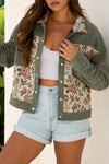 Floral Patchwork Ribbed Corduroy Shirt Jacket