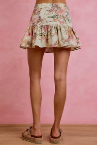 Floral Print Fit and Flare Mini Skirt-Reef Love