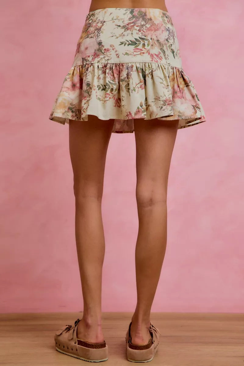 Floral Print Fit and Flare Mini Skirt-Reef Love