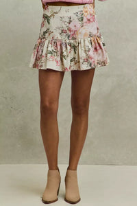 Floral Print Fit and Flare Mini Skirt-Reef Love