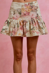 Floral Print Fit and Flare Mini Skirt-Reef Love