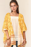 Floral Printed Short Sleeve Loose Fit Kimono Cover Up-Open Knit Cover Up-Reef Love