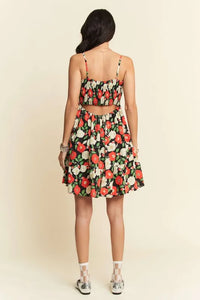 Floral Scalloped Cutout Back Mini Dress-Reef Love