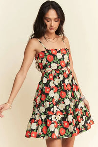 Floral Scalloped Cutout Back Mini Dress-Reef Love