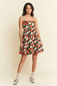 Floral Scalloped Cutout Back Mini Dress-Reef Love