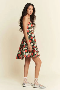 Floral Scalloped Cutout Back Mini Dress-Reef Love
