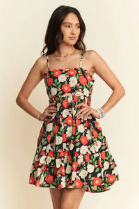 Floral Scalloped Cutout Back Mini Dress-Reef Love