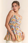 Floral Smocked Sleeveless Ruffle Back Tie Top-Reef Love