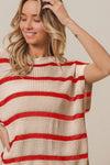 Fourth Of July Stripe Drop Shoulder Sweater-Reef Love