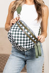 Oversize Double Zip Print Crescent Sling Bag, Fanny pack style purse