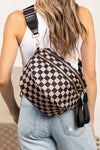 Oversize Double Zip Print Crescent Sling Bag, Fanny pack style purse