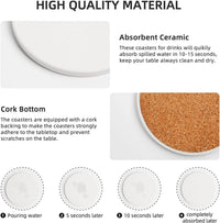 French Bulldog Coasters for Drinks Set of 4, 4 Inch Watercolor Dog Absorbent Diatomite Ceramics Coasters for Coffee Table with Cork Base Tabletop Protection Suitable for Dining Desks