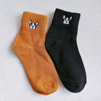 French Bulldog Embroidered Ankle Socks 2-Pack-Reef Love