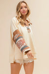 French Terry Knit Aztec Print Mixed Top-Reef Love