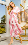 Front Tied Puff Sleeve Pink Checkered Dress-Flirty and fresh, this front-tied pink checkered dress features puff sleeves and a cut-out detail. A breezy favorite for summer days and weekend fun.-Reef Love