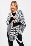 Fuzzy Chevron Pattern Ruana-Fuzzy Chevron Pattern Ruana with oversized open-front fit. Soft midweight knit with bold chevron design for cozy, chic layering in cooler weather.-Reef Love