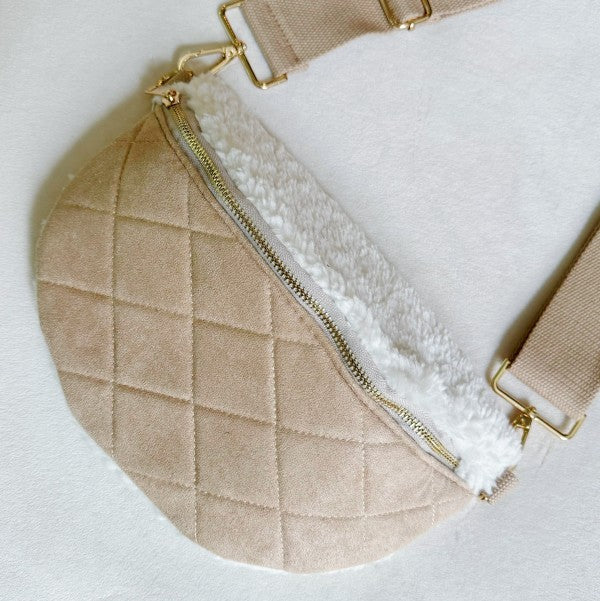 Fuzzy Quilted Luxe Crossbody Sling Bag