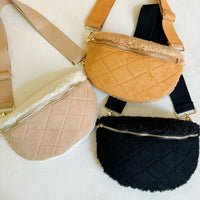 Fuzzy Quilted Luxe Crossbody Sling Bag