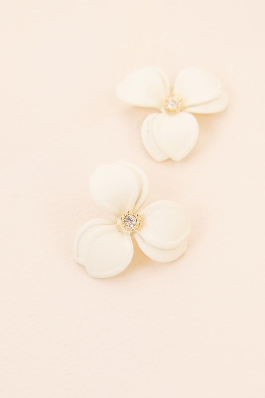 Gardenia Flower Statement Earrings-Lovoda-Reef Love
