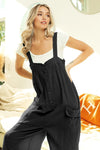 Shop Gauze Buttoned Up Overall Jumpsuit with Pockets-Stay effortlessly stylish in this gauze buttoned-up overall jumpsuit with pockets. The lightweight gauze fabric makes it perfect for warmer days.-available at Reef Love online boho-chic boutique