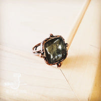Genuine Labradorite Ring Square Antique Copper-Reef Love