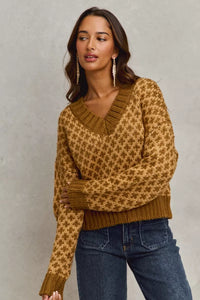 Geo Clover Caramel Sweater