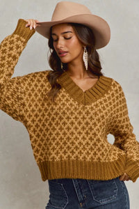 Geo Clover Caramel Sweater