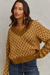 Geo Clover Caramel Sweater