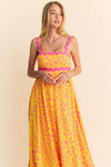 Geo Two Tone Printed Wave Trim Tiered Maxi Dress-Effortlessly elegant, this boho-chic maxi dress features a geometric two-tone print and unique wave trim detailing for a standout summer look. Features: Smocked bodice-Reef Love Boho-Chic Boutique