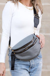 Gia Double Zip Nylon Crescent Sling Bag