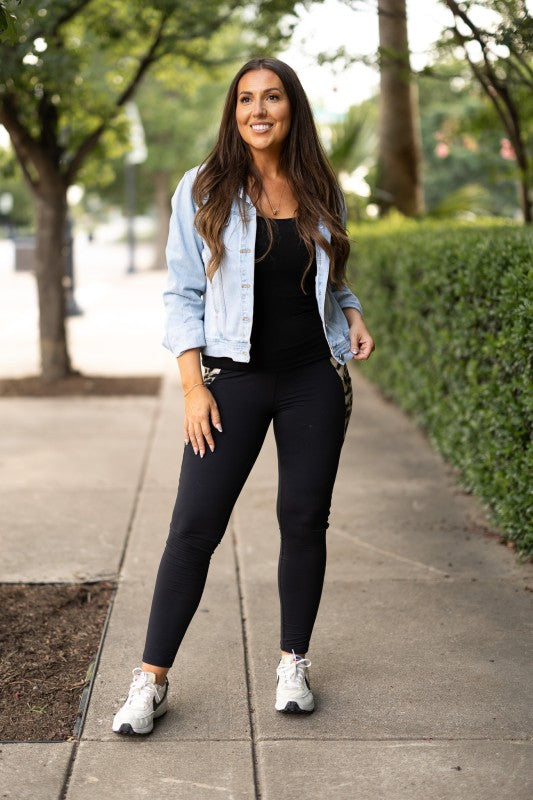 Gianna Leopard Print Panel Sculpting Leggings-Reef Love