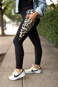 Gianna Leopard Print Panel Sculpting Leggings-Reef Love