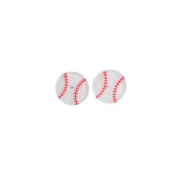 Shop Glitter Baseball Stud Earrings-Sparkly baseball stud earrings with red stitching and hypoallergenic posts. Lightweight and fun—perfect for sporty style, fans, and game day looks.-available at Reef Love online boho-chic boutique