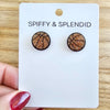 Shop Glitter Basketball Stud Earrings-Glitter basketball stud earrings with hypoallergenic posts. Lightweight and sparkly—perfect for basketball fans, players, or sporty everyday statement looks.-available at Reef Love online boho-chic boutique