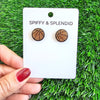 Shop Glitter Basketball Stud Earrings-Glitter basketball stud earrings with hypoallergenic posts. Lightweight and sparkly—perfect for basketball fans, players, or sporty everyday statement looks.-available at Reef Love online boho-chic boutique