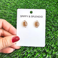 Shop Glitter Football Stud Earrings-Glitter football stud earrings with hypoallergenic posts. Lightweight, sparkly, and perfect for fans, tailgates, and showing your team spirit in style.-available at Reef Love online boho-chic boutique